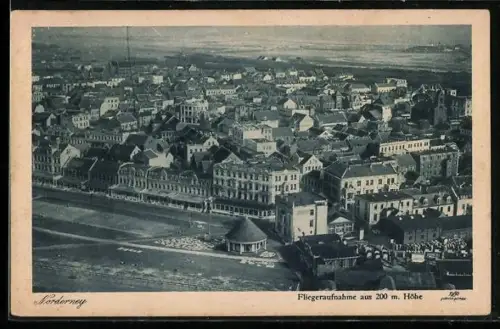 AK Norderney, Fliegeraufnahme des Ortes, mit Pavillon