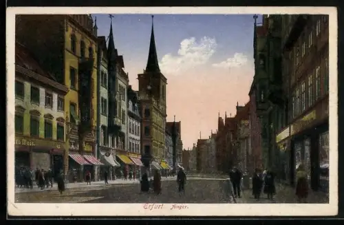 AK Erfurt, Anger, Strassenpartie mit Kirche