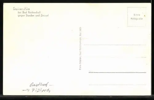 AK Piding, Gasthof Steiner-Alm, Blick auf Staufen und Zwiesel