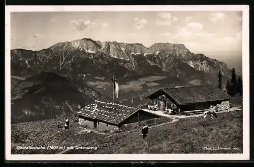 AK Berchtesgaden, Gasthof Oberahornalm mit Untersberg