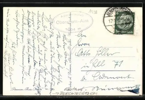 AK Berchtesgaden, Gasthof Oberahornalm mit Untersberg