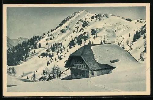 AK Berchtesgaden, Gasthof Königsbergalm am Jenner im Winter