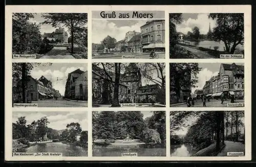 AK Moers, Am Restaurant Zur Stadt Krefeld, Amtsgericht, Neumarkt, Schlosspark