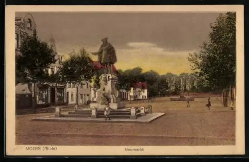 AK Moers /Rhein, Neumarkt, Denkmal