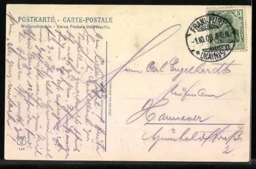 AK Frankfurt a. M., Bahnhofsplatz, Blick auf Kaiserstrasse, Hotel Neuer Englischer Hof