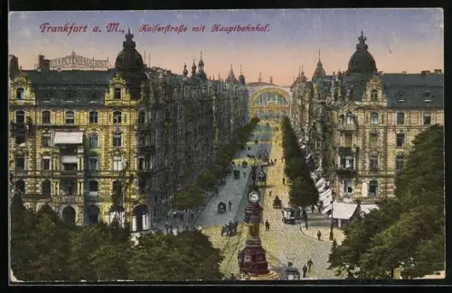 AK Frankfurt a. M., Kaiserstrasse mit Hauptbahnhof