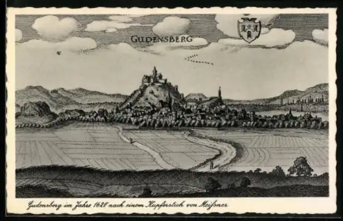 AK Gudensberg, Stadtansicht 1620 nach Kupferstich von Meissner