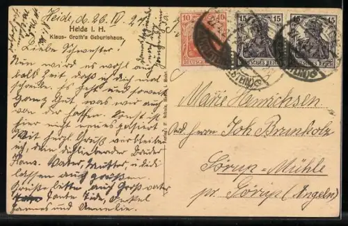 AK Heide i. H., Klaus Groths Geburtshaus