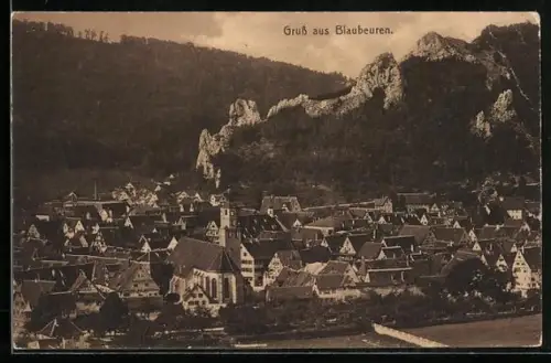 AK Blaubeuren, Stadtansicht mit Kirche