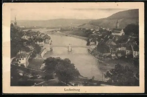 AK Laufenburg, Blick auf Fluss und Stadt