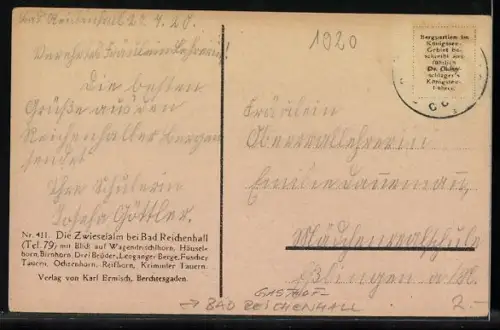 AK Bad Reichenhall, Gasthof Zwiesel-Alm, Alpenpanorama
