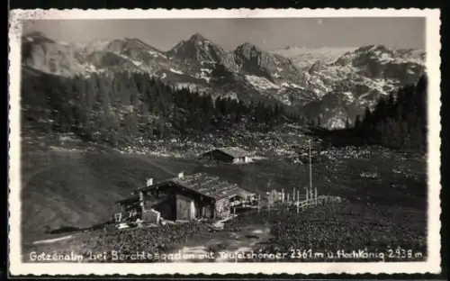 AK Berchtesgaden, Gasthof Gotzenalm, Teufelshörner, Hochkönig