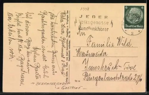 AK Berchtesgaden, Gasthof Gotzen-Alm mit Watzmann-Ostwand