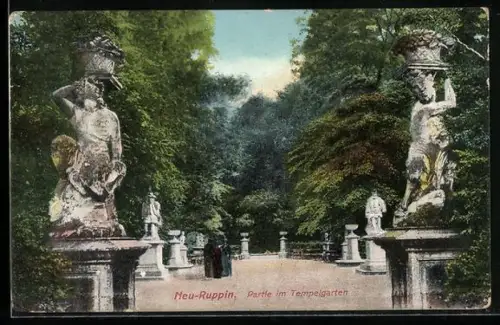 AK Neu-Ruppin, Partie im Tempelgarten