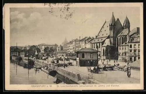AK Alt-Frankfurt, St. Leonhardskirche und Mainkai