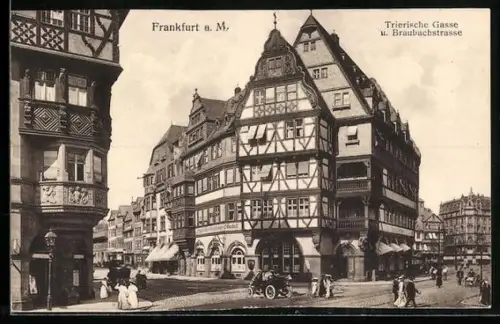AK Alt-Frankfurt, Trierische Gasse, Braubachstrasse, Fachwerkhäuser