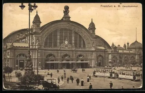 AK Frankfurt a. M., Hauptbahnhof, Strassenbahn