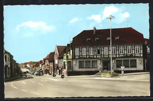 AK Elze /Hann., Hauptstrasse, Strassenszene am Hotel Stadt Elze