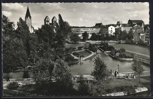 AK Paderborn, Paderanlagen mit Bick zur Stadt