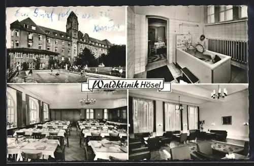 AK Hösel /Düsseldorf, Waldklinik, Speisesaal, Aufenthaltsraum, Badewanne