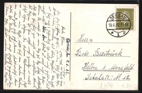 AK Dessau, Partie am Theater, Springbrunnen