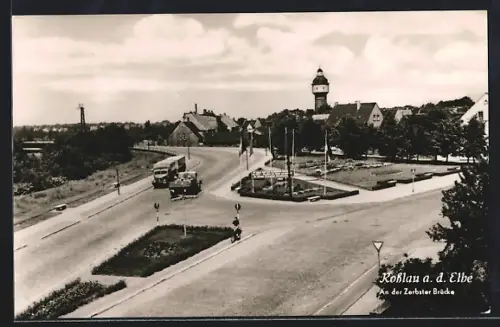 AK Rosslau a. d. Elbe, An der Zerbster Brücke, Wasserturm