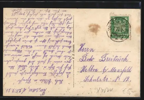 AK Dessau, Stadtansicht mit Brunnen und Innenstadt