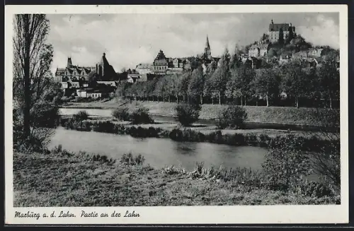 AK Marburg a. d. Lahn, Partie an der Lahn, Reichsadler mit 