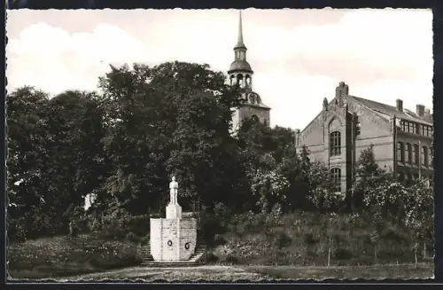 AK Elze i. Hann, Rolandsdenkmal, Kirche, Schule