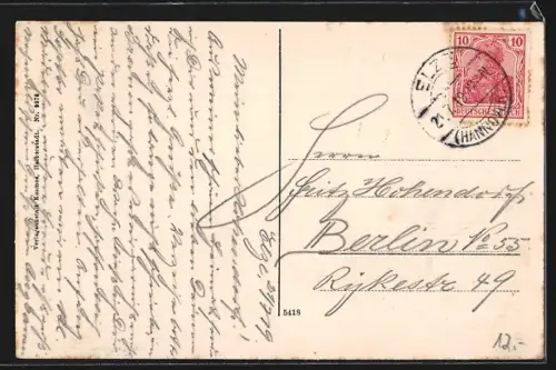 AK Elze i. Hann., Totalansicht des Ortes mit Kirche und Feldern