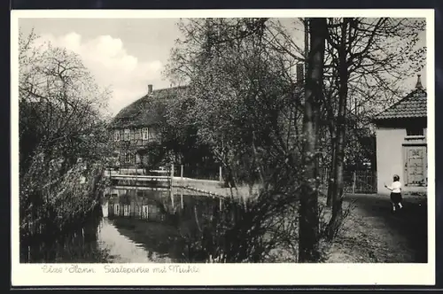 AK Elze /Hann., Saalepartie mit Mühle