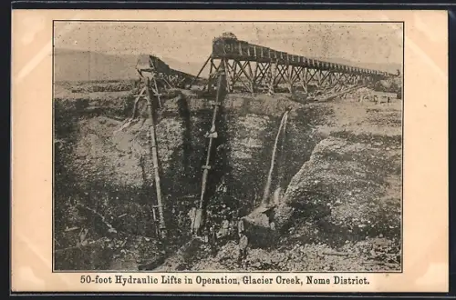 AK Glacier Creek /Nome District, AK, Hydraulic Lifts in Operation, Bergbau