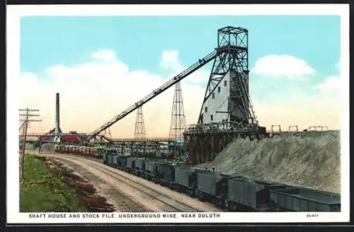 AK Duluth, Underground Mine, Shaft House and Stock Pile, Bergbau