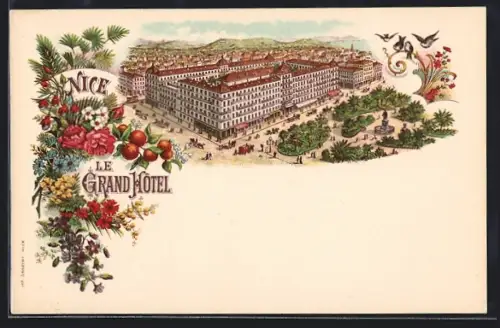 Lithographie Nice, Le Grand Hôtel