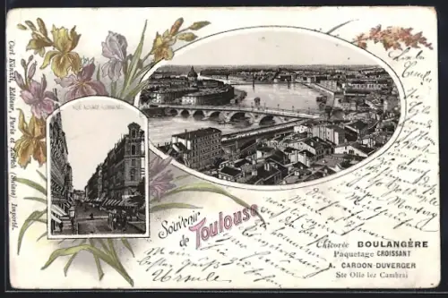 Lithographie Toulouse, Rue Alsace-Lorraine, Vue generale