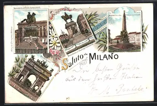 Lithographie Milano, Monumento alle Cinque Giornate, Arco'della Pace