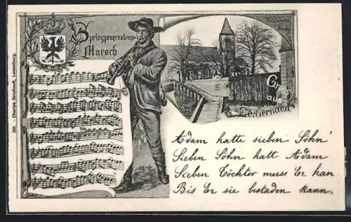 AK Echternach, Springprozessions-Marsch, Blick auf Kirche