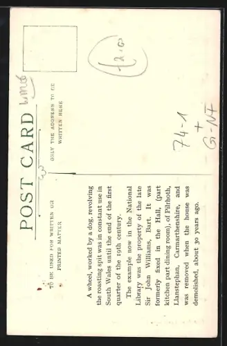 AK Carmarthenshire, Wheel worked by a dog for turning the roasting spit, Kuriosa