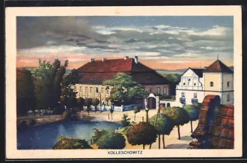 Künstler-AK Kolleschowitz, Ortspartie
