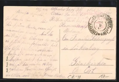 AK Kamenice n. Lipou, Celkový pohled, Hostinec, Skoly