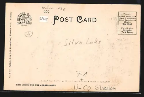 AK Silverton, CO, Reflection in Silver Lake of Silver Lake Mine, Bergbau