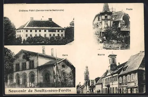 AK Soultz-sous-Forêts, Bahnhof, Post, Rathaus