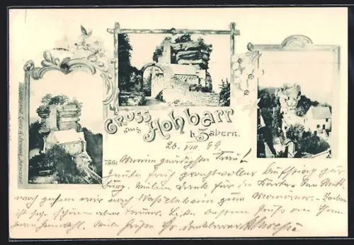 AK Hohbarr b. Zabern, Ruine, Tor, Felsen