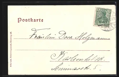 AK Strassburg, Münster, Evangelische Garnisonkirche und Storchnest in Jahreszahl 1903, Passepartout