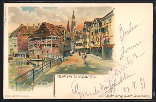 Lithographie Strassburg i. E., Pflanzbad