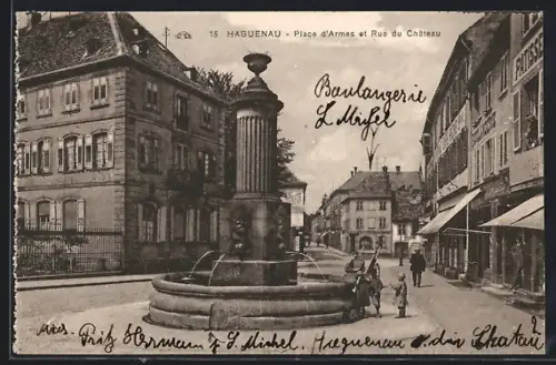AK Haguenau, Place d`Armes et Rue du Château