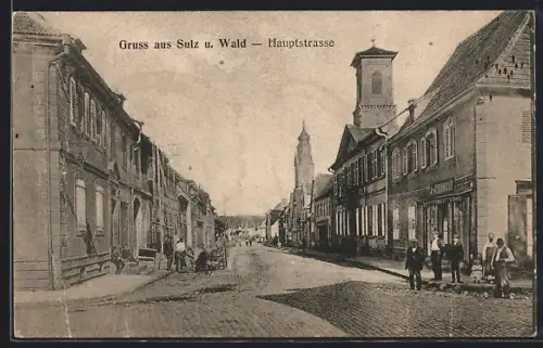 AK Sulz u. Wald, Hauptstrasse mit Anwohnern