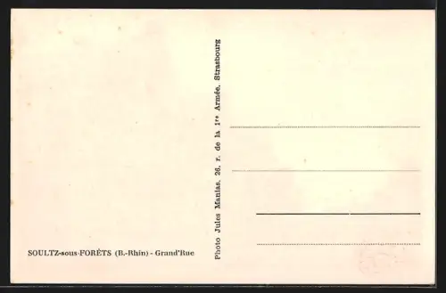 AK Soultz-sous-Forêts /B.-Rhin, Grand`Rue, Strassenpartie