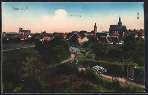AK Sulz u. W., Panorama mit Kirche