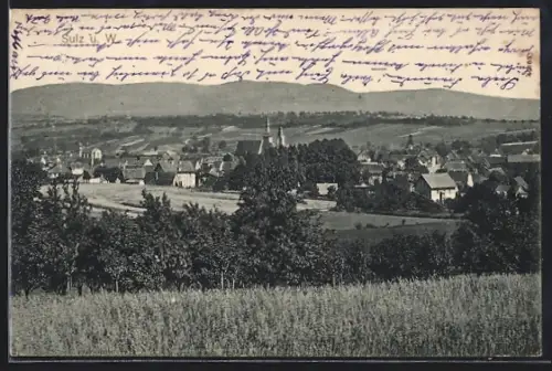 AK Sulz u. W., Panorama mit Kirche